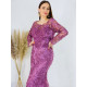 Exkluzívne dámske dlhé spoločenské šaty s flitrami pre moletky - fialové