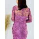 Exkluzívne dámske dlhé spoločenské šaty s flitrami pre moletky - fialové