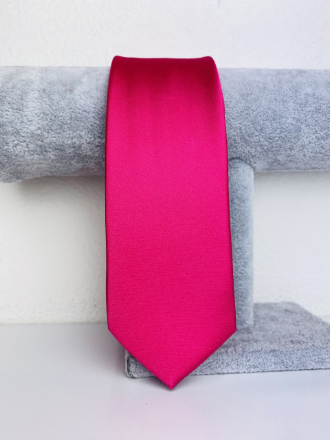 Pánska tmavá ružová saténová úzka kravata