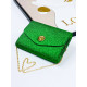 Dámska zelená trblietavá spoločenská kabelka s remienkom