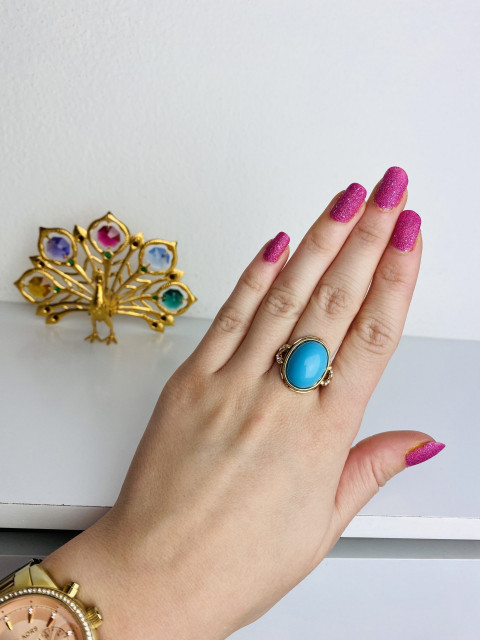 Dámsky modro-zlatý prsteň 1