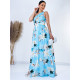 Dámske dlhé kvetované spoločenské šaty Amal -  svetlo modré