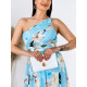 Dámske dlhé kvetované spoločenské šaty Amal -  svetlo modré