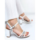 Dámske exkluzívne pohodlné sandále s pásikmi - biele