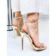 Exkluzívne dámske sandále s ozdobnými kamienkami na vysokom opätku - zlaté