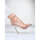 Exkluzívne dámske sandále s ozdobnými kamienkami na vysokom opätku - strieborné