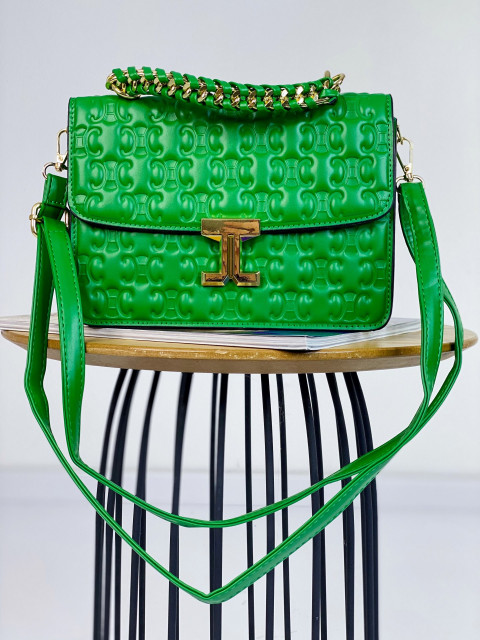 Exkluzívna dámska prešívaná kabelka s remienkom HERMSA - zelená