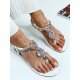 Exkluzívne dámske biele prešívané sandále s kamienkami