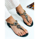 Exkluzívne dámske čierne prešívané sandále s kamienkami