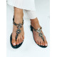 Exkluzívne dámske čierne prešívané sandále s kamienkami