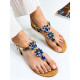 Exkluzívne dámske modré prešívané sandále s kamienkami