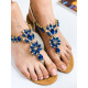 Exkluzívne dámske modré prešívané sandále s kamienkami