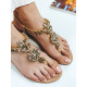 Exkluzívne dámske zlaté prešívané sandále s kamienkami