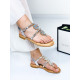 Dámske exkluzívne sandále s ozdobnými kamienkami - strieborné