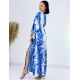 Dámske dlhé exkluzívne kimono/šaty s gombíkmi - modré