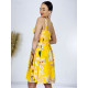 Dámske kvetované spoločenské šaty DITA - žlté