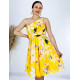 Dámske kvetované spoločenské šaty DITA - žlté
