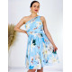 Dámske kvetované spoločenské šaty DITA - svetlo modré