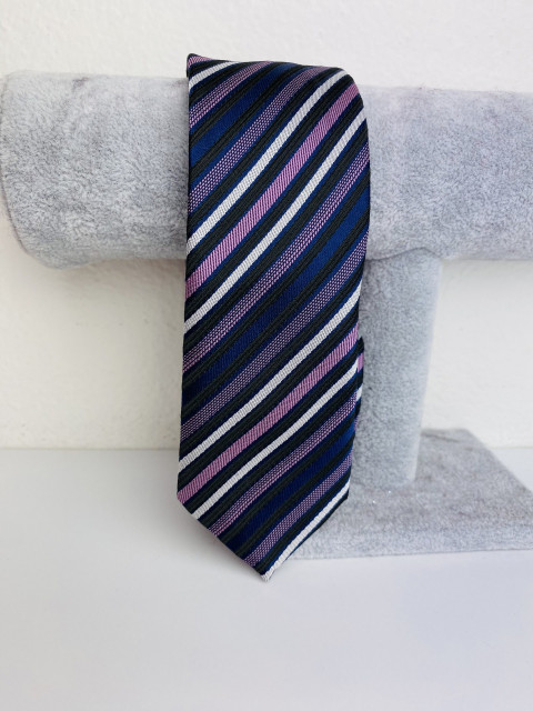 Pánska ružovo-fialová úzka kravata
