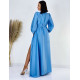 Dámske dlhé spoločenské šaty s dlhým rukávom Vanes - svetlo modré