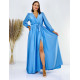 Dámske dlhé spoločenské šaty s dlhým rukávom Vanes - svetlo modré