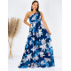 Dámske dlhé kvetované spoločenské šaty Amal -  modré