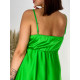 Dámske krátke saténové šaty na ramienka - zelené