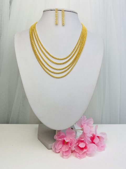 Dámsky exkluzívny zlatý set náhrdelník + náušnice