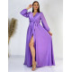Dámske dlhé spoločenské šaty s dlhým rukávom Vanes - fialové
