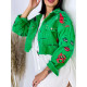Exkluzívna zelená rifľová bunda s vybíjaním GUELA