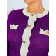 Dámsky svetrík/kabátik na gombíky s lemovaním - fialový
