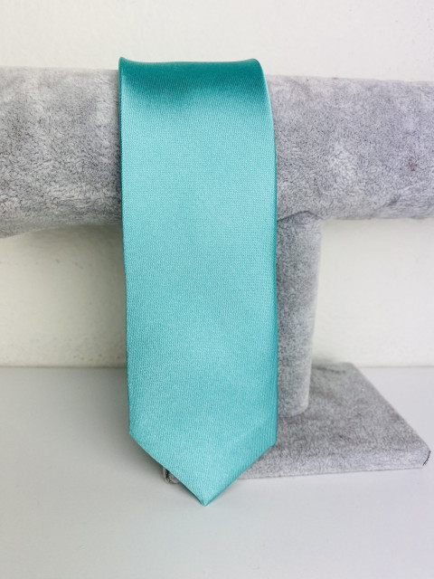 Pánska zeleno-tyrkysová saténová úzka kravata