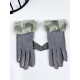 Dámske trblietavé rukavice s kožušinou - sivé