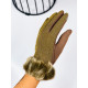 Dámske trblietavé rukavice s kožušinou - zlaté