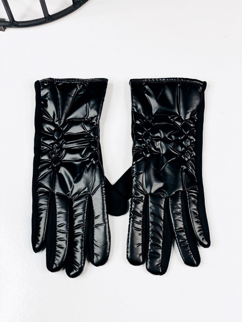 Dámske čierne metalické rukavice SELA
