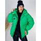Dámska krátka zelená zimná bunda s odopínateľnou kapsičkou 