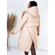 Dámska zimná dlhá prešívaná bunda s kapucňou - béžová