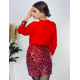 Dámske párty kombinované šaty s flitrovanou sukňou  - červené