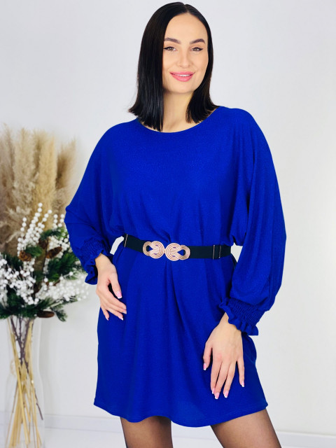 Dámske oversize modré trblietavé šaty GRELA