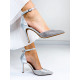 Dámske strieborné exkluzívne sandále s kamienkami 