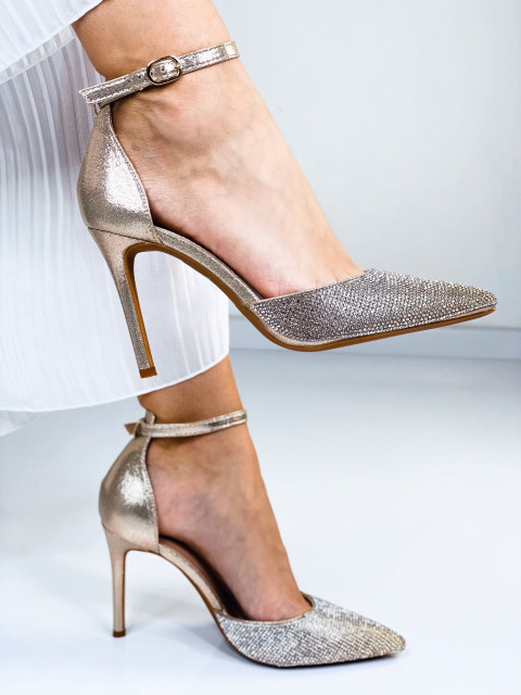 Dámske zlaté exkluzívne sandále s kamienkami 