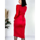 Dámske kombinované šaty s flitrovaným vrchom - červené