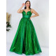 Dámske dlhé luxusné trblietavé spoločenské šaty s viazačkou - zelené