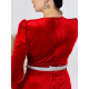 Dámske červené zamatové spoločenské šaty s opaskom pre moletky