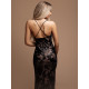 Dámske exkluzívne čierne spoločenské šaty s rozparkom na ramienka