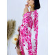 Dámske dlhé exkluzívne kimono/šaty s gombíkmi - ružové - KAZOVÉ