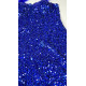 Flitrované dámske spoločenské šaty s pierkami na ramienkach - modré - KAZOVÉ