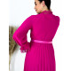 Dámske midi spoločenské šaty s čipkou a plisovanou sukňou - ružové