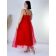Dámske červené spoločenské šaty s týlovou sukňou
