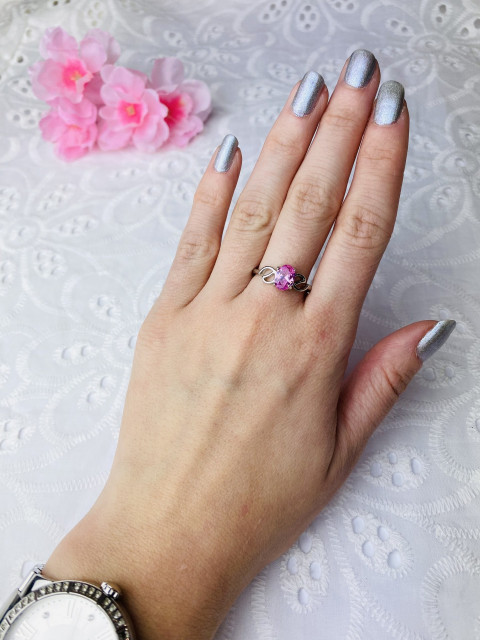 Dámsky strieborný prsteň s ružovým kryštálom 6